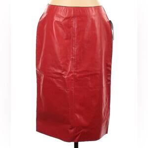 Kenneth Cole New York Orange 100% Genuine Leather Women’s 10 Skirt NEW